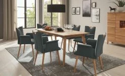 Wohnwert Polsterstuhl mit Armlehne Scandio | Moor (Dunkelblau/Braun)