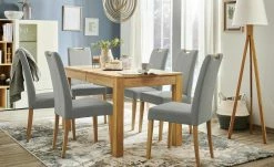 Woodford Polsterstuhl mit Griff Gabi 4 | Shark Skin (Hellgrau) Eiche Bianco