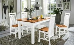 maison bleue Holzstuhl Bendix | Weiß / bernsteinfarbig