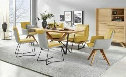 KOINOR Armlehnstuhl Leder Schwof | Safran (Gelb) / Hellgrau Ja