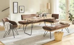 KOINOR Armlehnstuhl Dining System 4 | Chai (Hellbraun) / Dunkelbraun / Kontrastnaht Beige