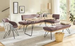 KOINOR Armlehnstuhl Dining System 4 | Plum (Rosa) / Hellgrau / Kontrastnaht Hellgrau
