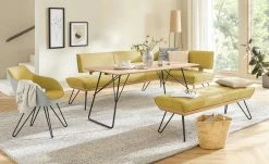 KOINOR Armlehnstuhl Dining System 4 | Safran (Gelb) / Hellgrau / Kontrastnaht Grau