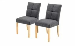 Woodford 2er Set Polsterstuhl Mako | Webstoff grob Anthrazit Buche natur