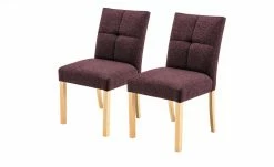 Woodford 2er Set Polsterstuhl Mako | Webstoff grob Bordeaux Buche natur