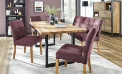 Woodford 2er Set Polsterstuhl Mako | Webstoff grob Bordeaux Eiche geölt