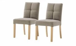 Woodford 2er Set Polsterstuhl Mako | Webstoff fein Cappuccino (Braun) Buche natur