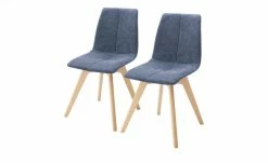 Woodford 2er Set Polsterstuhl Marven | Blau Buche natur